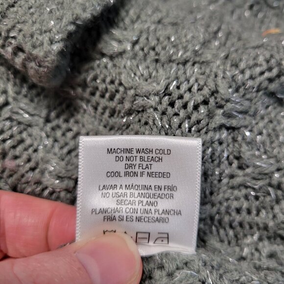 Attention Medium Metallic Gray Medium Weight Longsleeve Open Waterfall Cardigan - Picture 11 of 11